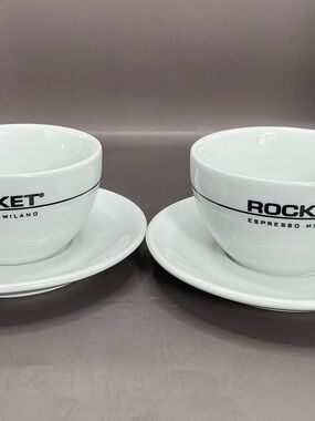 Rocket Espresso Milano 6oz Cappuccino Cup Saucer Set of 2 - IPA Italy Porcelain